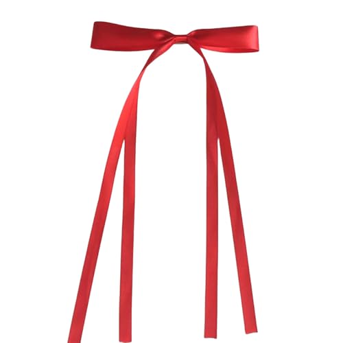 WANYI 5 Stück Haarschleife Haarschleifen Mädchen, Elegante Schleife Haare, Haarklammer Haarspange Schleife mit Langen Schwanz Haarschmuck für Damen Mode Frisuren(Rot 01) von WANYI