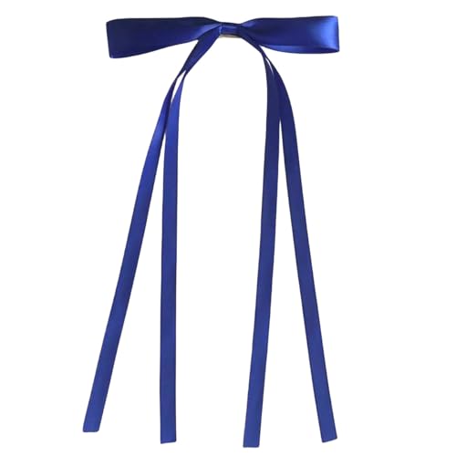 WANYI 5 Stück Haarschleife Haarschleifen Mädchen, Elegante Schleife Haare, Haarklammer Haarspange Schleife mit Langen Schwanz Haarschmuck für Damen Mode Frisuren(Saphirblau) von WANYI