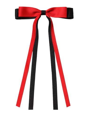 WANYI 5 Stück Haarspangen mit Schleife Damen Niedlich Haarschleifen Haarschleife Mädchen Elegante Schleife Haare mit Lange Bänder Haarschmuck für Frauen Mädchen(Rot) von WANYI