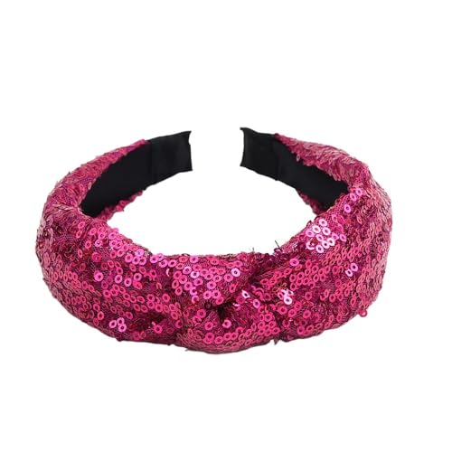WANYI 6 Stück Glitzer Haarreif Haarreifen Pailletten Schleifen Haarreif Breit Stirnbänder Haarbänder Modisch Haarband für Mädchen und Damen(Rosa) von WANYI