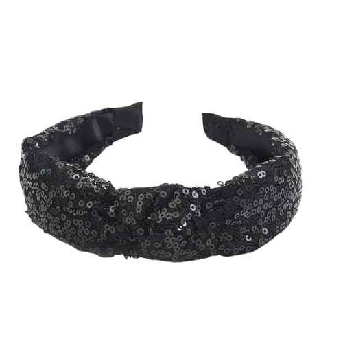 WANYI 6 Stück Glitzer Haarreif Haarreifen Pailletten Schleifen Haarreif Breit Stirnbänder Haarbänder Modisch Haarband für Mädchen und Damen(Schwarz) von WANYI