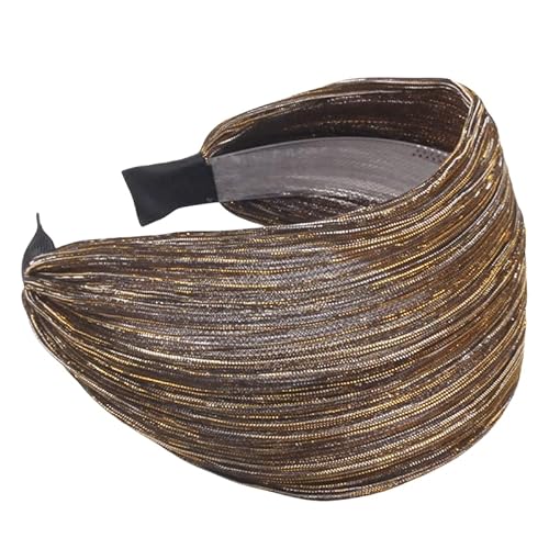WANYI Breiter Haarreif Glitzernde Haarreifen Damen Stirnband Trachten Haarreif Polyester Haarbänder Haarschmuck für Mädchen Damen(Goldgelb) von WANYI