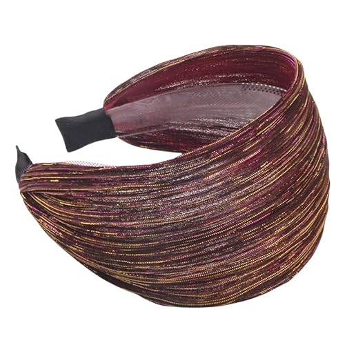 WANYI Breiter Haarreif Glitzernde Haarreifen Damen Stirnband Trachten Haarreif Polyester Haarbänder Haarschmuck für Mädchen Damen(Rot) von WANYI