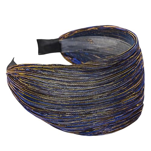 WANYI Breiter Haarreif Glitzernde Haarreifen Damen Stirnband Trachten Haarreif Polyester Haarbänder Haarschmuck für Mädchen Damen(Saphirblau) von WANYI