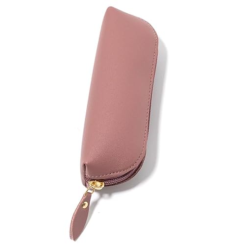 WANYI Federmäppchen Leder Mäppchen Etui mit Reißverschluss Tragbare Federmappe Erwachsene Teenager Pencil Case Kosmetik Organizer Tasche für Stifte Marke Buntstifte(17 * 6 * 4.5cm-Dunkelrosa) von WANYI