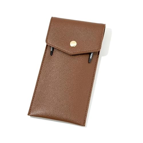 WANYI Federmäppchen Leder Mäppchen mit Druckknopf Federmappe Federtasche Stiftemäppchen Große Kapazität Pencil Case Organizer für Stifte Marker Büro(19.5 * 10cm-Curry) von WANYI