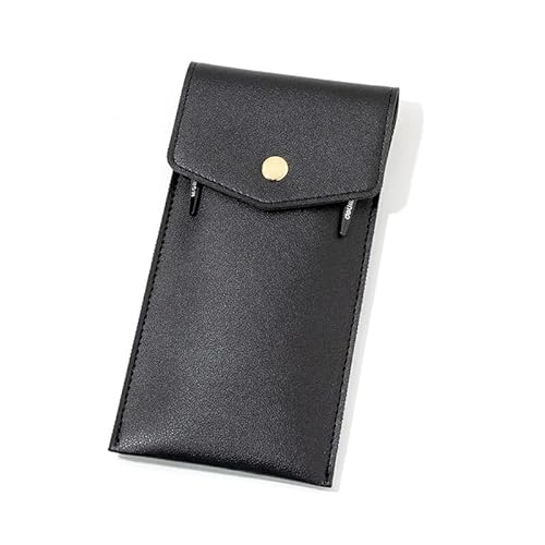 WANYI Federmäppchen Leder Mäppchen mit Druckknopf Federmappe Federtasche Stiftemäppchen Große Kapazität Pencil Case Organizer für Stifte Marker Büro(19.5 * 10cm-Schwarz) von WANYI