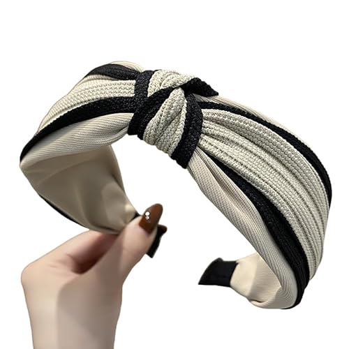 WANYI Gestrickt Haarreifen Damen Breit Haarreif Elegant Haarband Haarbänder Stirnbänder für Damen und Mädchen Haaraccessoires(Beige Weiß) von WANYI