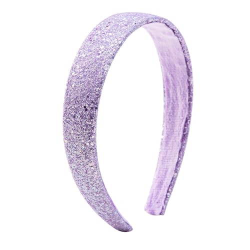 WANYI Glitzer Haarreif Mädchen Haarschmuck 2.5cm Breit Pailletten Haarreifen Stirnbänder aus Kunststoff Niedliches Haarband für Kleine Mädchen und Damen(Lila) von WANYI