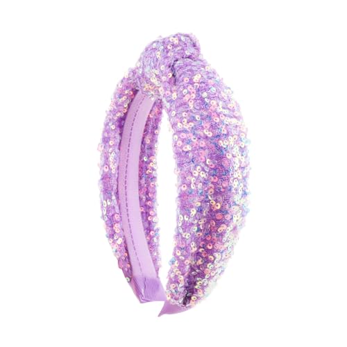 WANYI Glitzer Haarreifen Mädchen Haarreif 5cm Breit Pailletten Dicke Stirnbänder Bunte Niedliches Haarband Haarschmuck für Mädchen Party(Purple) von WANYI