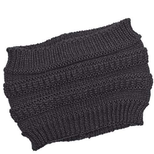 WANYI Haarband Damen Gestricktes Stirnband Elastische Haarbänder Weiche Stirnbänder Haarreifen Breit für Herbst Winter Yoga Sport Workout Haarschmuck(Dunkelgrau) von WANYI