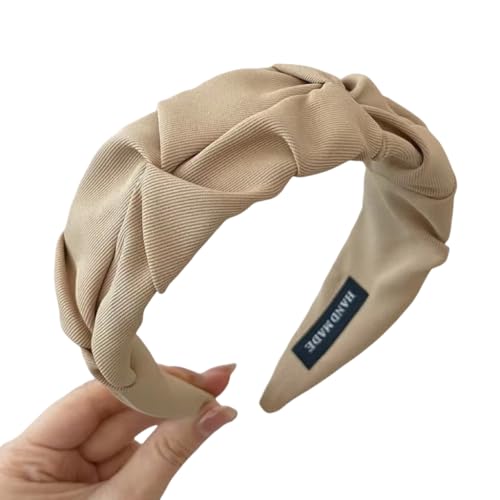 WANYI Haarreifen Damen Breit Haarreif Rüschen Headband Haarbänder Haarband Einfarbige Vintage Stirnbänder Haarbänder Zubehör für Mädchen Damen(Khaki) von WANYI