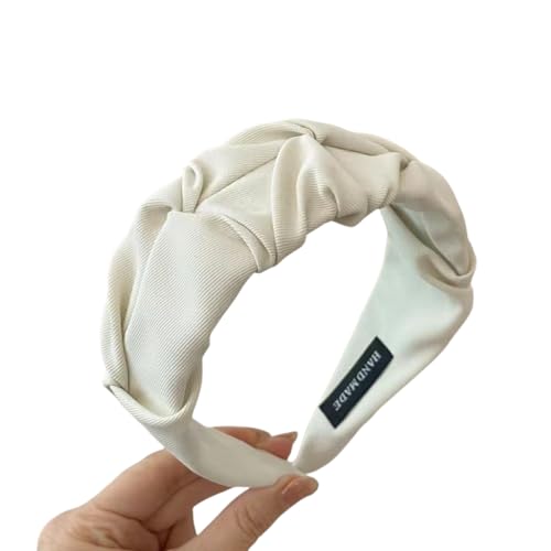 WANYI Haarreifen Damen Breit Haarreif Rüschen Headband Haarbänder Haarband Einfarbige Vintage Stirnbänder Haarbänder Zubehör für Mädchen Damen(Weiß) von WANYI