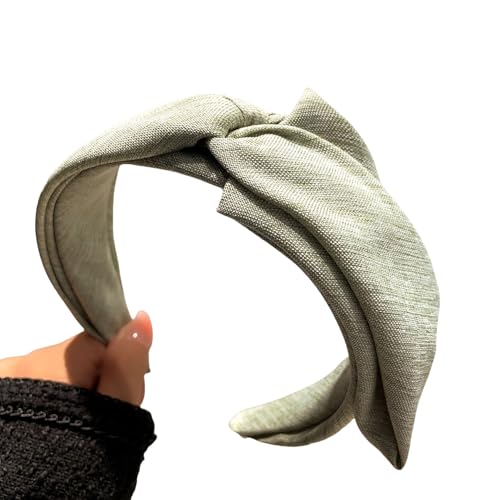 WANYI Haarreifen Damen Breit Haarreif mit Knoten Haarband Vintage Haarschmuck Klassisch Haarbänder für Damen Haar Dekoration, Make-up(Hellgrün) von WANYI