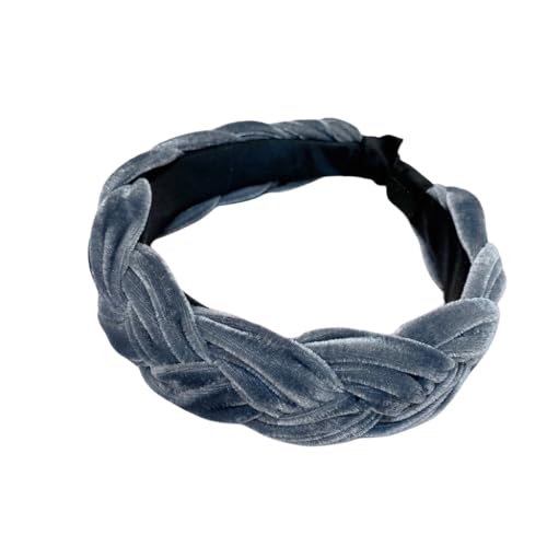 WANYI Haarreifen Damen Breit Samt Haarreif Geflochtene Stirnband Vintage Headband Haarschmuck Trachten Haarreif für Damen und Mädchen(Grau) von WANYI