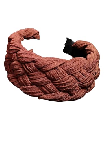 WANYI Haarreifen Damen Elegant Haarreif Breit Geflochtene Stirnband Trachten Haarreif Mode Stirnbänder Vintage Haarschmuck für Damen Mädchen(Schokoladen) von WANYI
