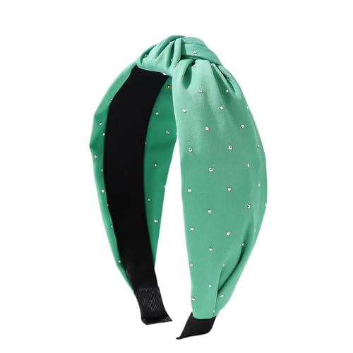 WANYI Haarreifen Damen Elegant Haarreif Breit Haarband Vintage Verknotet Stirnband Modisch Satin Haarbänder Haarschmuck für Mädchen Damen Verabredungen Make-up（Grün） von WANYI