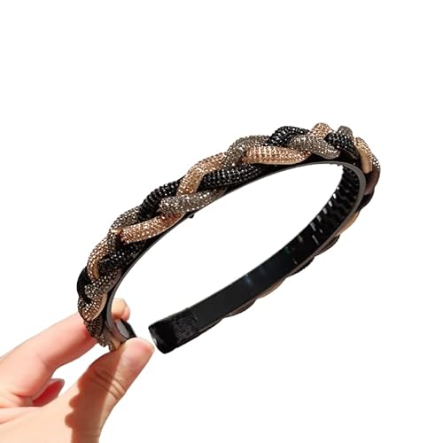 WANYI Haarreifen Damen Elegant Haarreif Dirndl Geflochten Stirnband Haarband mit Strasssteine Mode Stirnbänder Haarschmuck für Damen und Mädchen von WANYI