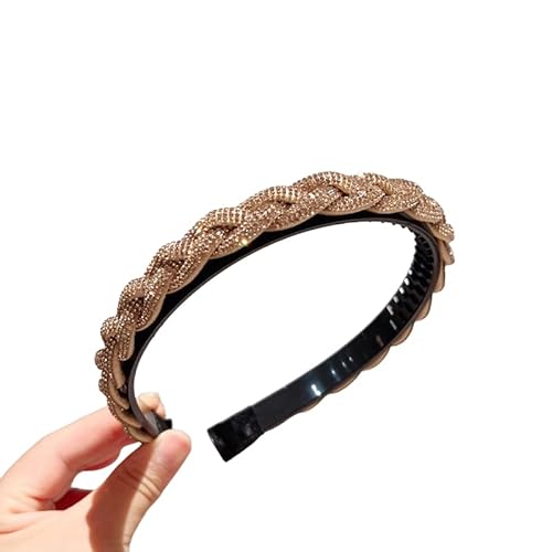 WANYI Haarreifen Damen Elegant Haarreif Dirndl Geflochten Stirnband Haarband mit Strasssteine Mode Stirnbänder Haarschmuck für Damen und Mädchen von WANYI