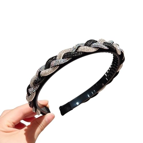 WANYI Haarreifen Damen Elegant Haarreif Dirndl Geflochten Stirnband Haarband mit Strasssteine Mode Stirnbänder Haarschmuck für Damen und Mädchen von WANYI