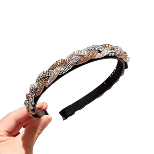 WANYI Haarreifen Damen Elegant Haarreif Dirndl Geflochten Stirnband Haarband mit Strasssteine Mode Stirnbänder Haarschmuck für Damen und Mädchen von WANYI