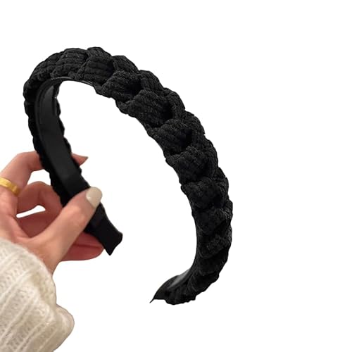 WANYI Haarreifen Damen Elegant Haarreif Geflochten Trachten Haarband Boho Stirnband Anti-Rutsch Stirnbänder Haarschmuck für Damen Mädchen（Schwarz） von WANYI