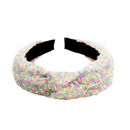 WANYI Haarreifen Damen Elegant Haarreif Verknotet Haarband Pailletten Modisch Stirnband Vintage Haarbänder Haarschmuck für Mädchen Damen Reisen Party（Bunt 01） von WANYI