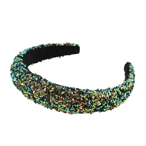 WANYI Haarreifen Damen Glitzer Strass Haarreif Dirndl Mode Stirnband Stirnbänder Haarreif Breit Haarband Haarschmuck für Frauen Mädchen Party(Grün) von WANYI