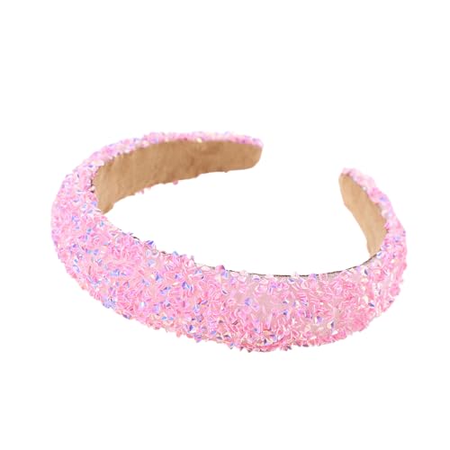 WANYI Haarreifen Damen Glitzer Strass Haarreif Dirndl Mode Stirnband Stirnbänder Haarreif Breit Haarband Haarschmuck für Frauen Mädchen Party(Rosa) von WANYI