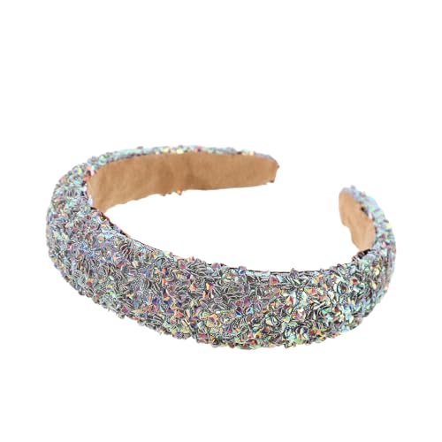 WANYI Haarreifen Damen Glitzer Strass Haarreif Dirndl Mode Stirnband Stirnbänder Haarreif Breit Haarband Haarschmuck für Frauen Mädchen Party(Silber) von WANYI