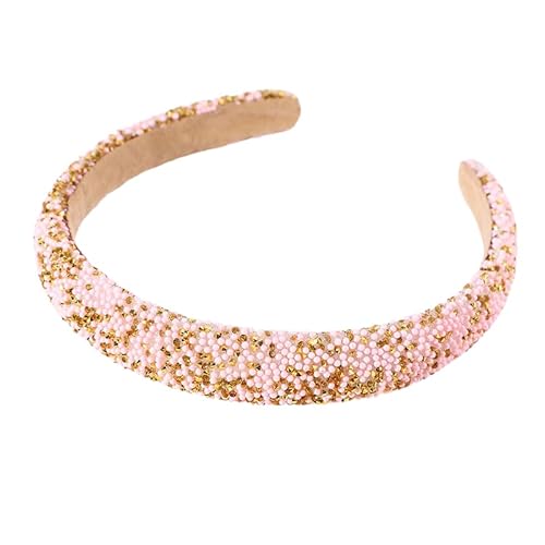 WANYI Haarreifen Damen Glitzer Strass Haarreif Stirnband mit Perlen Haarreif Dirndl Mode Haarschmuck Haarband Bunt Stirnbänder für Damen Mädchen von WANYI