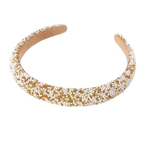 WANYI Haarreifen Damen Glitzer Strass Haarreif Stirnband mit Perlen Haarreif Dirndl Mode Haarschmuck Haarband Bunt Stirnbänder für Damen Mädchen von WANYI