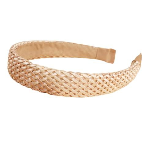 WANYI Haarreifen Damen Haarband Geflochten Haarreif 2,8cm Breite Stirnband Boho Haarbänder Modisch Stirnbänder Elastisches Haarschmuck für Mädchen Damen（Beige） von WANYI