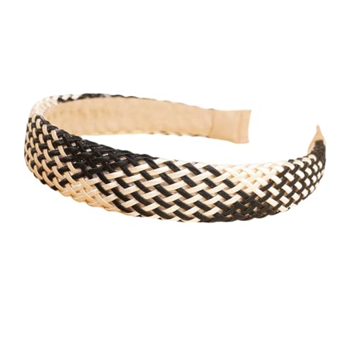 WANYI Haarreifen Damen Haarband Geflochten Haarreif 2,8cm Breite Stirnband Boho Haarbänder Modisch Stirnbänder Elastisches Haarschmuck für Mädchen Damen（Schwarz+Weiß） von WANYI