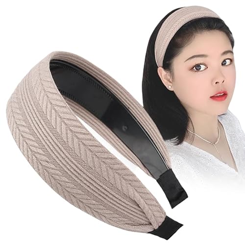 WANYI Haarreifen Damen Haarreif 5cm Breite Haarband mit Zahnkamm Stirnband Anti-Rutsch Boho Breite Haarbänder Elastische Headband Haarschmuck für Mädchen Damen Make-up（Khaki） von WANYI