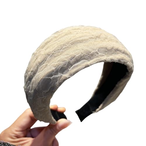 WANYI Haarreifen Damen Haarreif 8.5cm Breite Haarband Modisch Chiffon Stirnband Boho Breit Haarbänder Haarschmuck für Mädchen Damen Verabredungen Make-up（Khaki） von WANYI