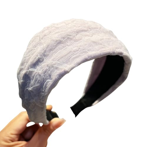 WANYI Haarreifen Damen Haarreif 8.5cm Breite Haarband Modisch Chiffon Stirnband Boho Breit Haarbänder Haarschmuck für Mädchen Damen Verabredungen Make-up（lila） von WANYI