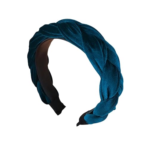 WANYI Haarreifen Damen Haarreif Breit Samt Haarband Modisch Geflochtene Stirnband Trachten Haarbänder für Mädchen Damen Make-up Reisen Haarschmuck（Blau 02） von WANYI