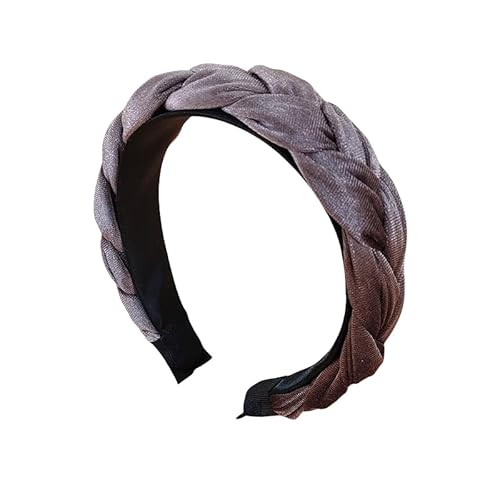 WANYI Haarreifen Damen Haarreif Breit Samt Haarband Modisch Geflochtene Stirnband Trachten Haarbänder für Mädchen Damen Make-up Reisen Haarschmuck（Braun 01） von WANYI