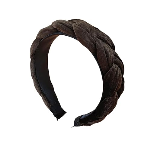 WANYI Haarreifen Damen Haarreif Breit Samt Haarband Modisch Geflochtene Stirnband Trachten Haarbänder für Mädchen Damen Make-up Reisen Haarschmuck（Braun 02） von WANYI