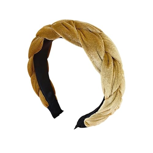 WANYI Haarreifen Damen Haarreif Breit Samt Haarband Modisch Geflochtene Stirnband Trachten Haarbänder für Mädchen Damen Make-up Reisen Haarschmuck（Gelb） von WANYI
