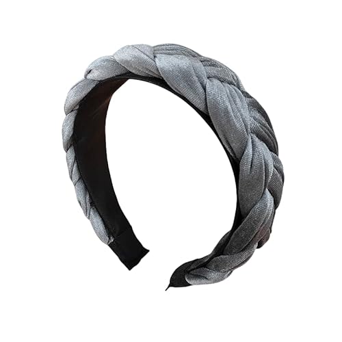 WANYI Haarreifen Damen Haarreif Breit Samt Haarband Modisch Geflochtene Stirnband Trachten Haarbänder für Mädchen Damen Make-up Reisen Haarschmuck（Grau） von WANYI