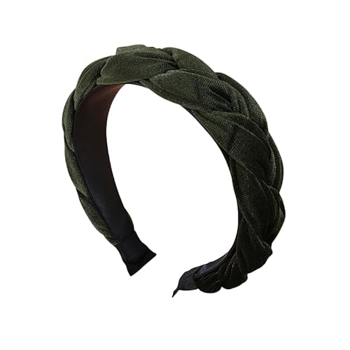 WANYI Haarreifen Damen Haarreif Breit Samt Haarband Modisch Geflochtene Stirnband Trachten Haarbänder für Mädchen Damen Make-up Reisen Haarschmuck（Grün 01） von WANYI