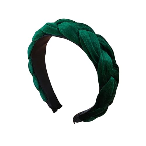 WANYI Haarreifen Damen Haarreif Breit Samt Haarband Modisch Geflochtene Stirnband Trachten Haarbänder für Mädchen Damen Make-up Reisen Haarschmuck（Grün 02） von WANYI