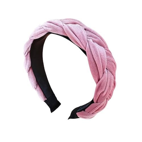 WANYI Haarreifen Damen Haarreif Breit Samt Haarband Modisch Geflochtene Stirnband Trachten Haarbänder für Mädchen Damen Make-up Reisen Haarschmuck（Rosa） von WANYI