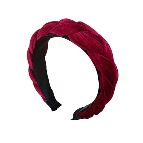 WANYI Haarreifen Damen Haarreif Breit Samt Haarband Modisch Geflochtene Stirnband Trachten Haarbänder für Mädchen Damen Make-up Reisen Haarschmuck（Rot） von WANYI