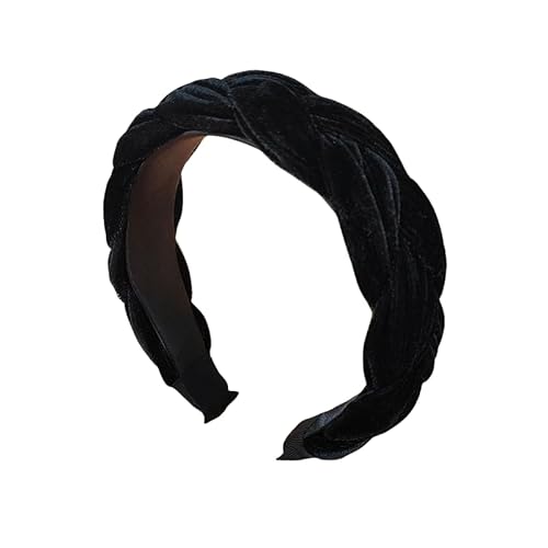 WANYI Haarreifen Damen Haarreif Breit Samt Haarband Modisch Geflochtene Stirnband Trachten Haarbänder für Mädchen Damen Make-up Reisen Haarschmuck（Schwarz） von WANYI