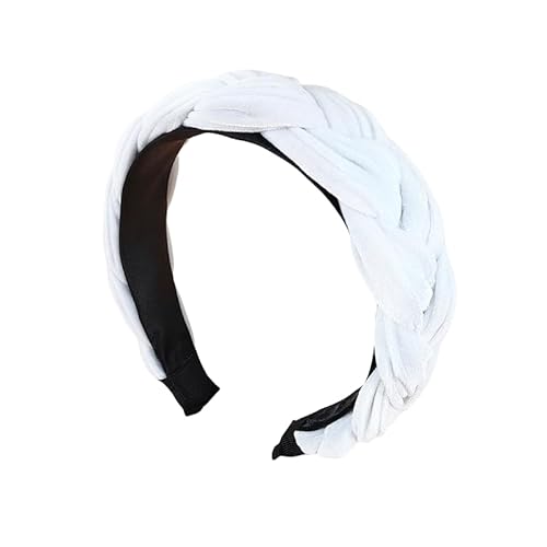 WANYI Haarreifen Damen Haarreif Breit Samt Haarband Modisch Geflochtene Stirnband Trachten Haarbänder für Mädchen Damen Make-up Reisen Haarschmuck（Weiß） von WANYI