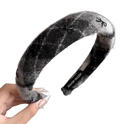 WANYI Haarreifen Damen Haarreif Dirndl Mode Stirnband Stirnbänder Niedlich Haarband Haarbänder Trachten Haarreif Haarschmuck für Frauen und Mädchen(Grauschwarz) von WANYI