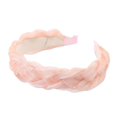 WANYI Haarreifen Damen Haarreif Geflochten Haarband Breit Stirnband Modisch Niedliches Haarbänder Trachten Stirnbänder Kopfband für Damen und Mädchen（Hellrosa） von WANYI